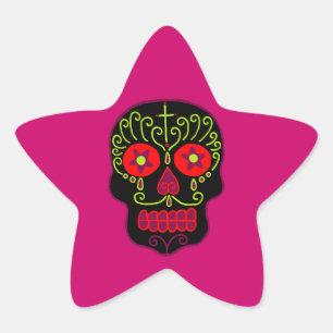 Black Sugar Skull Stern-Aufkleber