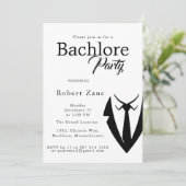 Black Suit & Tie Men's Bachelor Party Invitation Einladung (Stehend Vorderseite)