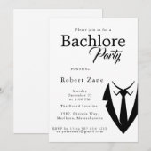 Black Suit & Tie Men's Bachelor Party Invitation Einladung (Vorne/Hinten)