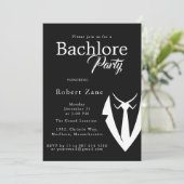 Black Suit & Tie Men's Bachelor Party Invitation Einladung (Stehend Vorderseite)