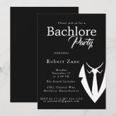 Black Suit & Tie Men's Bachelor Party Invitation Einladung (Vorne/Hinten)