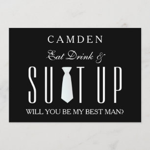 Black Suitup Werden Sie mein Bestman sein Einladung