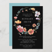 Black Summer Wildblume Graduation Party Einladung (Vorne/Hinten)