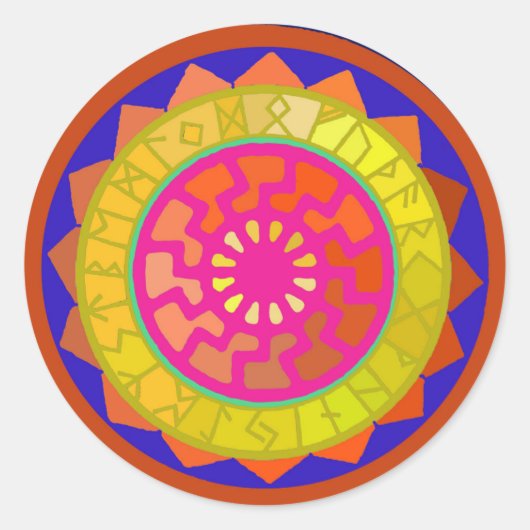 Black Sun Mandala Round Sticker (Vorderseite)