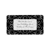 Black Sunflower Damask Hochzeitsadresse Adressaufkleber (Vorne)