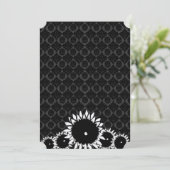 Black Sunflower Damask Hochzeitseinladungen Einladung (Stehend Vorderseite)
