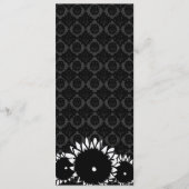 Black Sunflower Damask Wedding Menu Menükarte (Vorderseite)