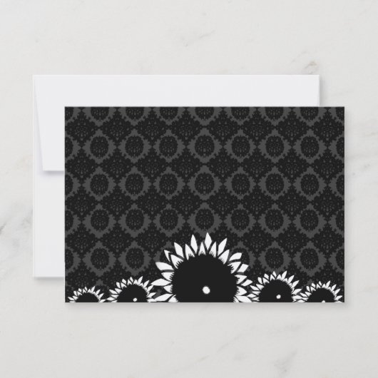 Black Sunflower Damask Wedding UAWG RSVP Karte (Vorderseite)