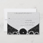 Black Sunflower Damask Wedding UAWG RSVP Karte (Rückseite)