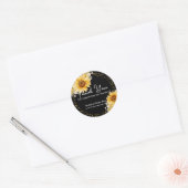 Black Sunflower Imitate Gold Glitzer Business Wedd Runder Aufkleber (Umschlag)