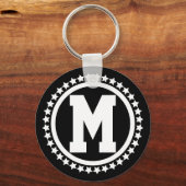 Black Super Star Mit Monogramm Schlüsselanhänger (Vorderseite)