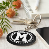 Black Super Star Mit Monogramm Schlüsselanhänger (Seite)