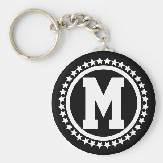 Black Super Star Mit Monogramm Schlüsselanhänger (Vorne)