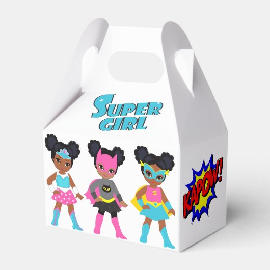 Black Superhero Favor Boxes Geschenkschachtel (Rückseite)