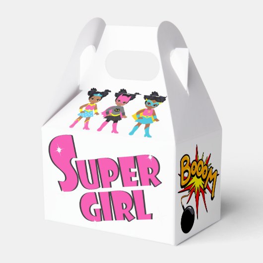 Black Superhero Favor Boxes Geschenkschachtel (Vorderseite)