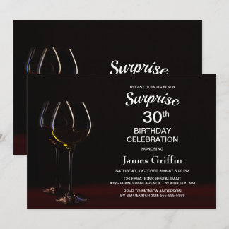 Black Surprise 30. Geburtstag Weinglas Party Einladung
