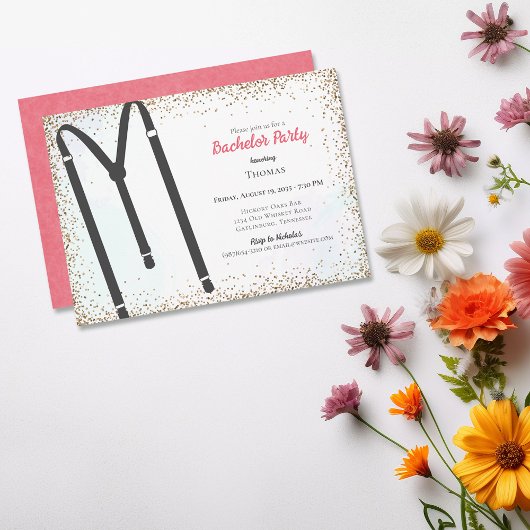 Black Suspenders Bachelor Party Einladung