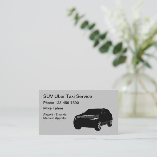 Black SUV Taxi Ride Share Car Visitenkarte (Stehend Vorderseite)