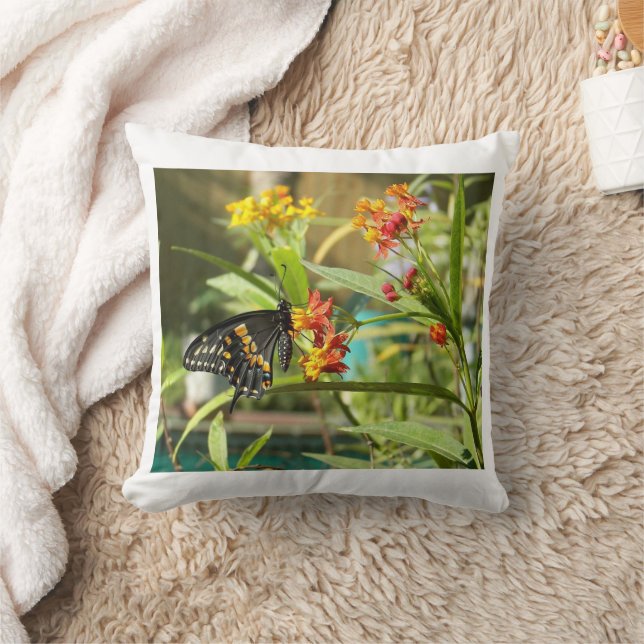 Black Swallow Butterfly #2 Kissen (Decke)