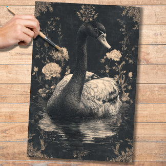 Black Swan 1 Decoupage Paper Seidenpapier