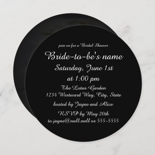 Black Swan Bridal Dusche Einladung (Vorne/Hinten)