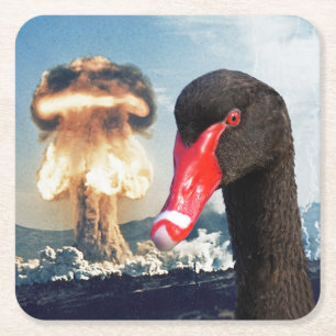 Black Swan Desaster Rechteckiger Pappuntersetzer