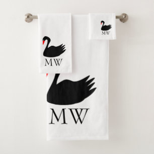 Black Swan Design Monogrammiert Badhandtuch Set