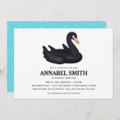 Black Swan Float Birthday Pool Party Einladung (Vorne/Hinten)