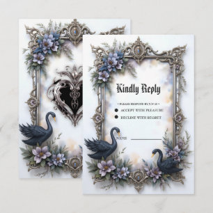 Black Swan Hochzeitsrahmen – Gothic Romance Liebe RSVP Karte