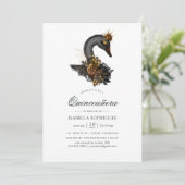 Black Swan Quinceañera Einladung (Stehend Vorderseite)