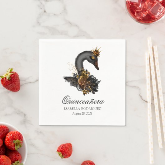 Black Swan Quinceañera Serviette (Beispiel)