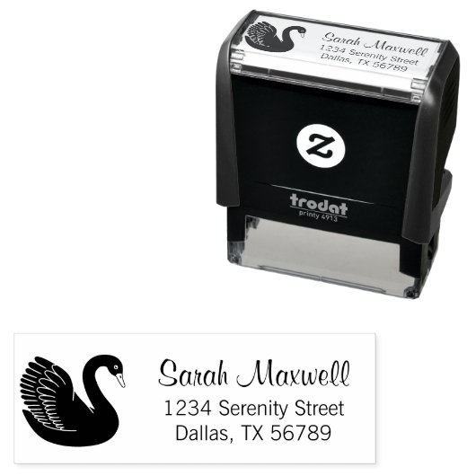 Black Swan-Rücksendeadresse Permastempel (Beispiel)