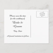 Black Swan Save the Date Postcard Ankündigungspostkarte (Rückseite)