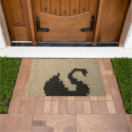 Black Swan Silhouette Natural Crochet Print Fußmatte