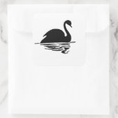 Black Swan Silhouette Quadratischer Aufkleber (Tasche)