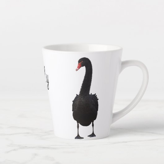 Black Swan Wildlife Art Personalisierter Name Tier Milchtasse (Rechts)