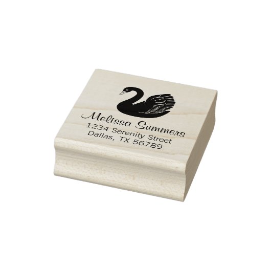 Black Swan Wings up Address Gummistempel (Stempel)