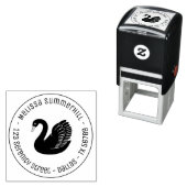 Black Swan Wings up Round Address Permastempel (Beispiel)