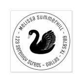 Black Swan Wings up Round Address Permastempel (Design)
