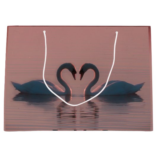 Black Swans Swim Pink Sky Große Geschenktüte (Vorderseite)