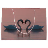 Black Swans Swim Pink Sky Große Geschenktüte (Rückseite)