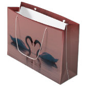 Black Swans Swim Pink Sky Große Geschenktüte (Vorderseite Schrägansicht)