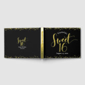 Black Sweet 16 Birthday Keepake Real Gold Foil Gästebuch (Voll)