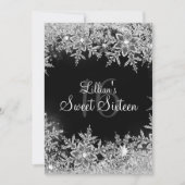 Black Sweet 16 Diamond Snowflake Winterwonderland Einladung (Vorderseite)