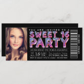 Black Sweet 16 Geburtstagsparty Einladung (Vorne/Hinten)
