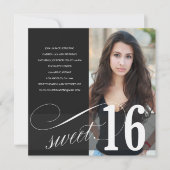 Black Sweet 16 Party Einladung (Vorderseite)