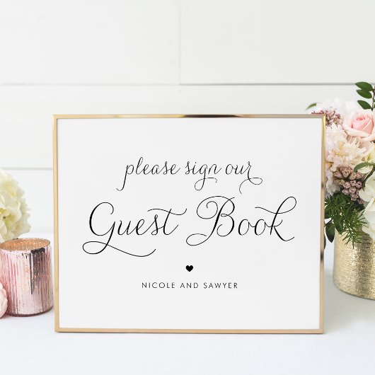 Black Sweet Calligraphy Wedding Guest Book Poster