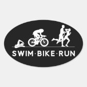 Black ・ Swim Bike Run Triathlon Icon Serie Ovaler Aufkleber (Vorderseite)