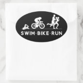 Black ・ Swim Bike Run Triathlon Icon Serie Ovaler Aufkleber (Tasche)