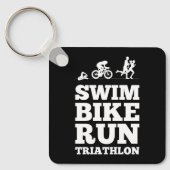 Black ・ Swim Bike Run Triathlon Motivation Schlüsselanhänger (Vorderseite)